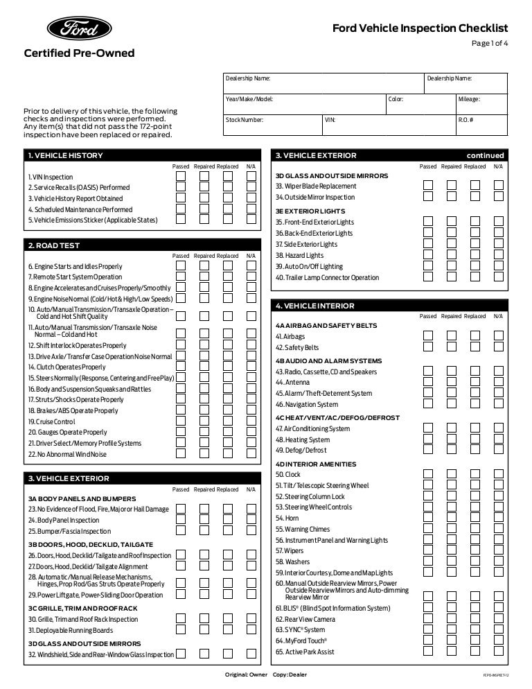 14 point vehicle inspection checklist